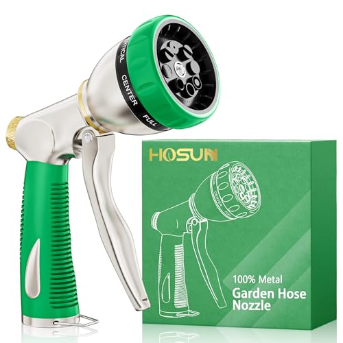 100% Metal Garden Hose Nozzle Sprayer with Ergonomic Handle