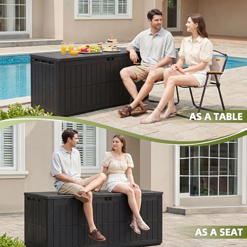 180 Gallon Deck Box Outdoor Storage Box Package Delivery Boxes for outside (Black / 180 Gallon)