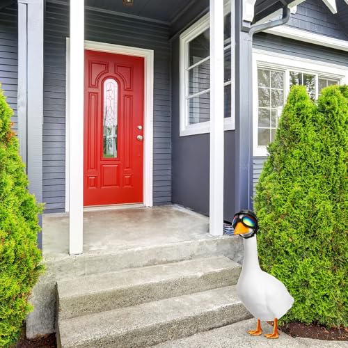 2 Pcs Helmet and Goggles Porch Goose Outfits Motorcycle Helmet Sunglasses for Plastic 23" Lawn Goose Statue Clothes Decoration Party Patio Yard Art (2 Count)