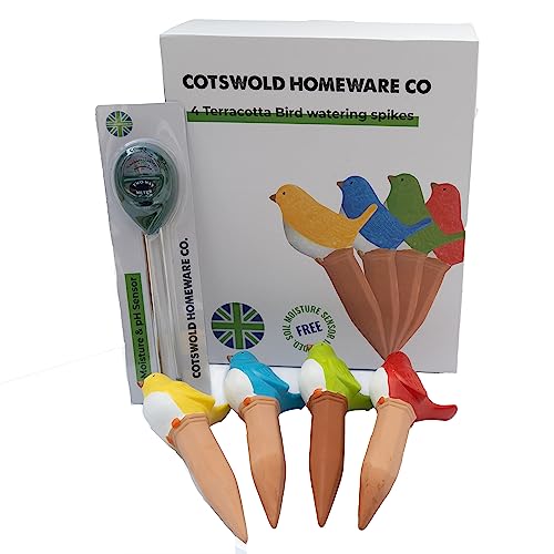 4 Terracotta Bird Plant Watering Devices Plant Waterer Self Watering Terracotta Bird Spikes Self Watering Planter Insert Free Moisture Meter