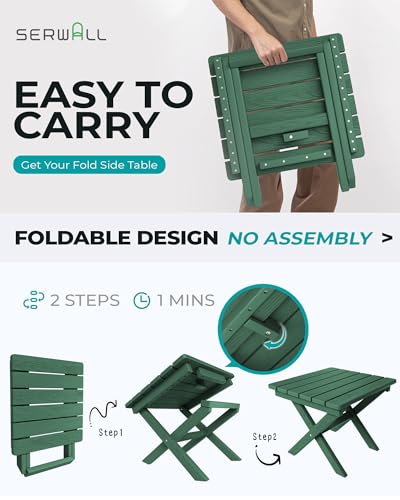 Small Folding Outdoor Side Table Set of 2 (Green / Foldable 2-pack)