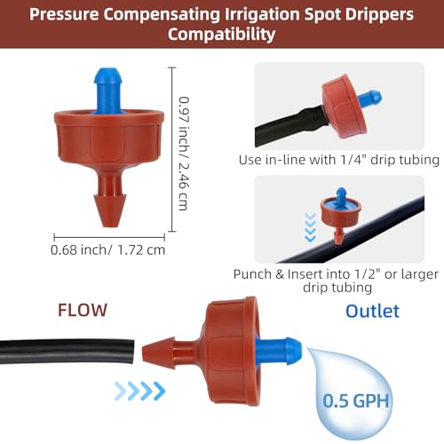 30PCS 0.5 GPH Pressure Compensating Drip Irrigation Spot Watering Drippers (30 Count)