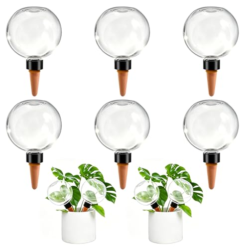 6 Pack Self Watering Globes for Indoor Plant Plastic Water Bulbs 17.5 oz Automatic Watering Planter Insert Top Fill with Slow Release Control Plants Watering Devices System