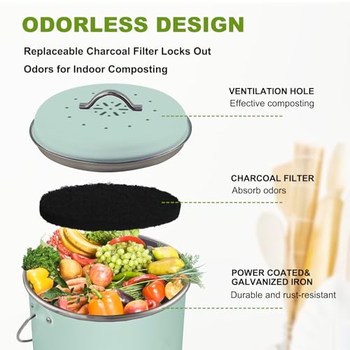 Kitchen Countertop Compost Bin (Mint / Medium)