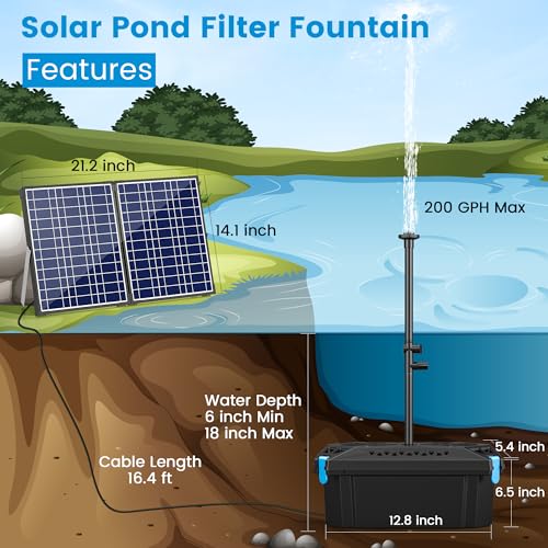 30W Solar Pond Filter Fountain for Outdoor Pond (30W)