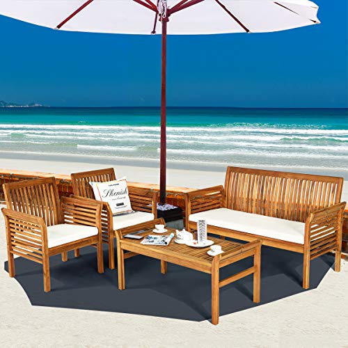 5 Piece Outdoor Acacia Wood Sofa Set with Wood Oil