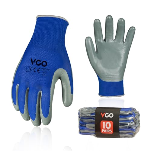 10Pairs Non Slip Safety Work Gloves (10 Count)