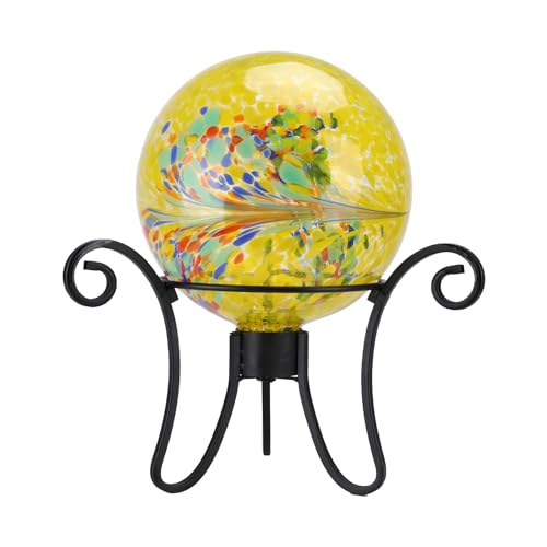 10" Gazing Ball Glass Reflective Garden Globe for Outdoor Decor (Yellow)