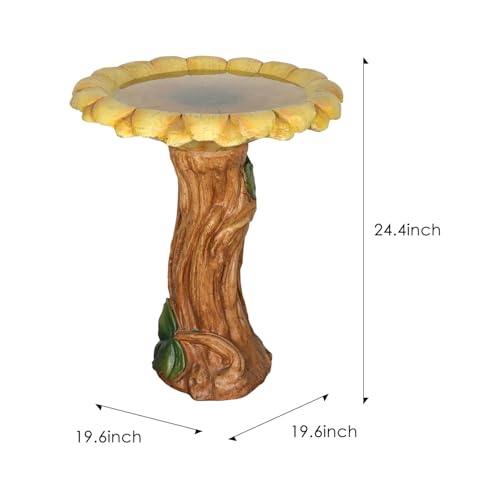 Concrete Birdbath for Outdoors with Sunflower Shape (24.4" / Sunflower Shaped - B)