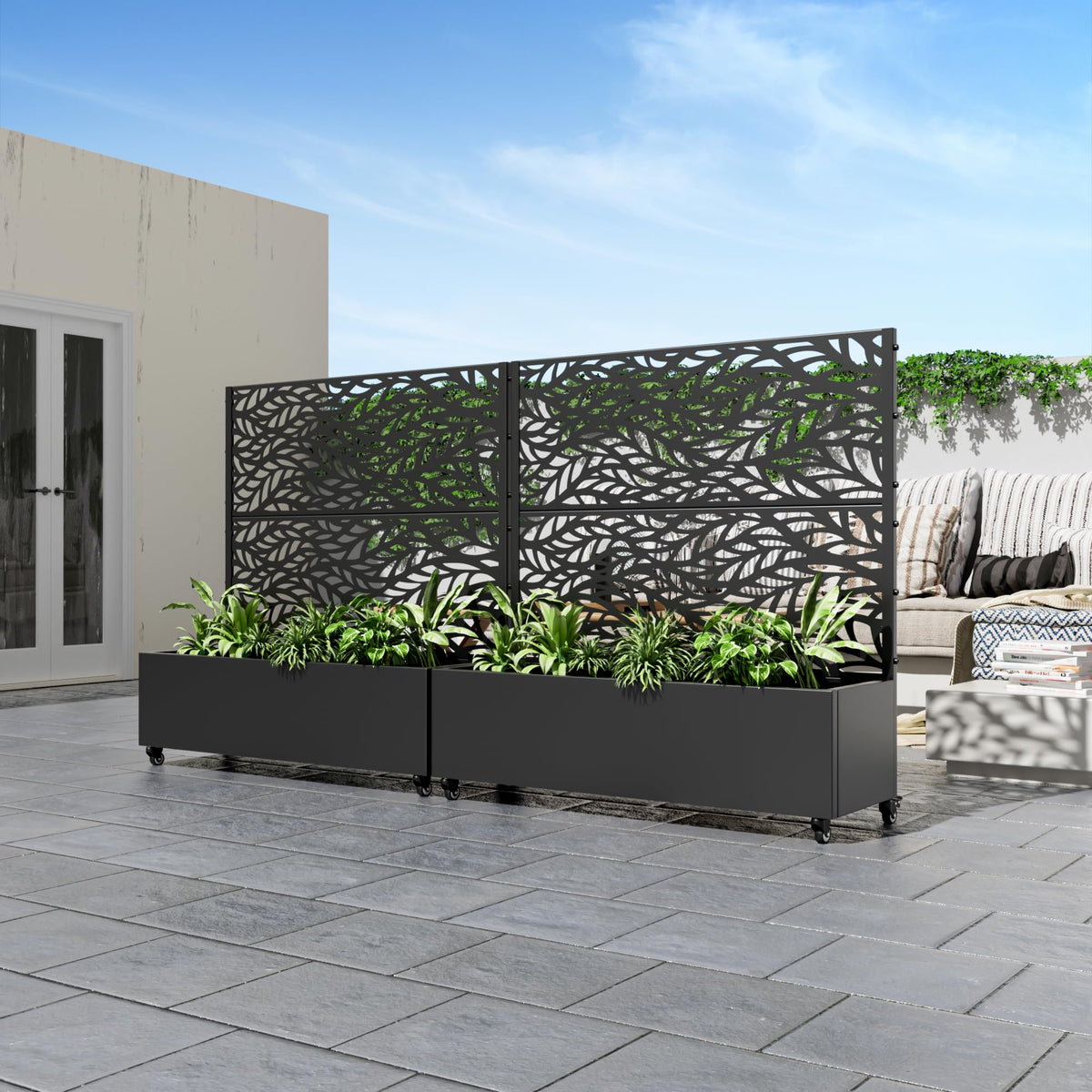 Metal Raised Garden Bed with Trellis and Wheels