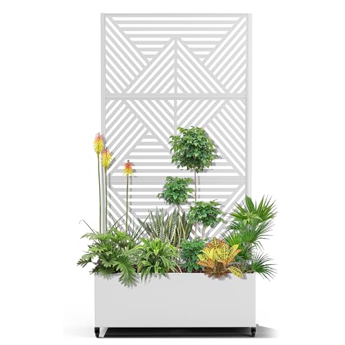 15.7"×70.9"×35.4" Metal Raised Garden Bed with Trellis and Wheels