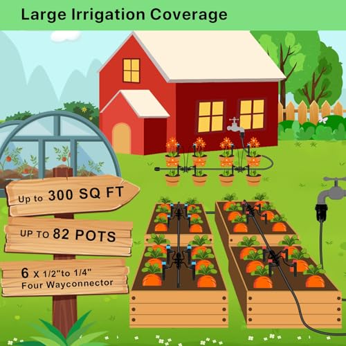 250FT Drip Irrigation System for Garden (136 Count)