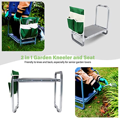 Foldable Garden Kneeler Seat with 11'' Wider Pad Kneeling and Seat