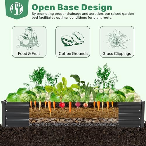 Galvanized Raised Garden Bed for Vegetables Flowers Herbs