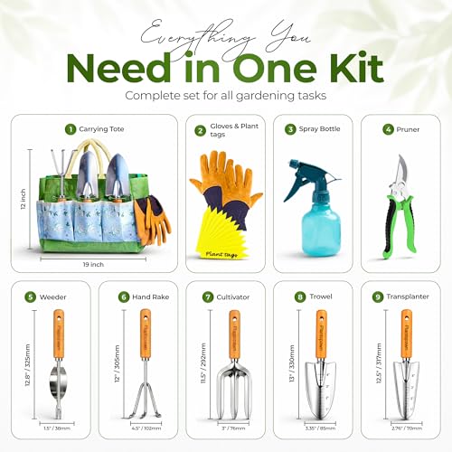 Gardening Tools Set with Organizer Handbag 9