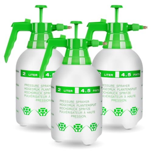 3Pcs 1 2 Gallon Hand Pump Sprayer with Adjustable Nozzle (Green / 1/2 Gallon)