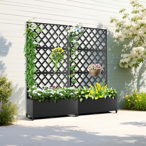 Metal Planter Box with Trellis