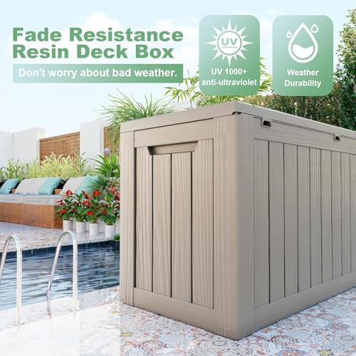 80 Gal Deck Box Waterproof Outdoor Storage Box Gray
