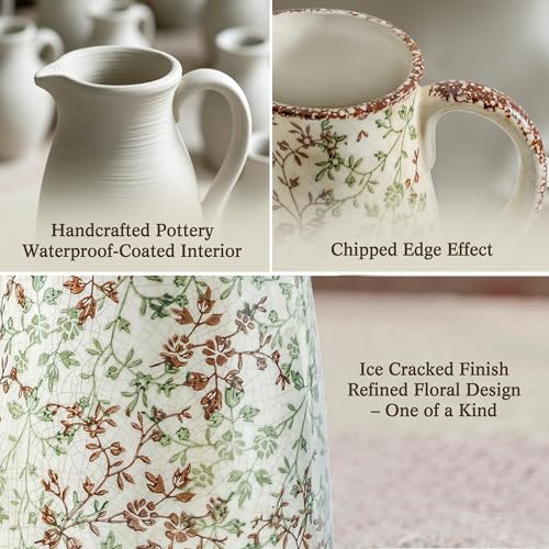 Decorative Pitcher Vase (03-green and Beige-12.2 Inch)