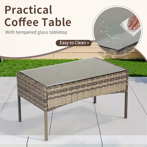 4 Piece Patio Furniture Set (Gray and Red / 4 Pieces)