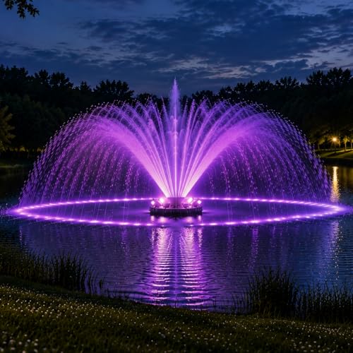 Pond Fountain Aerator with Lights (Black 4 Lights 13000gph)