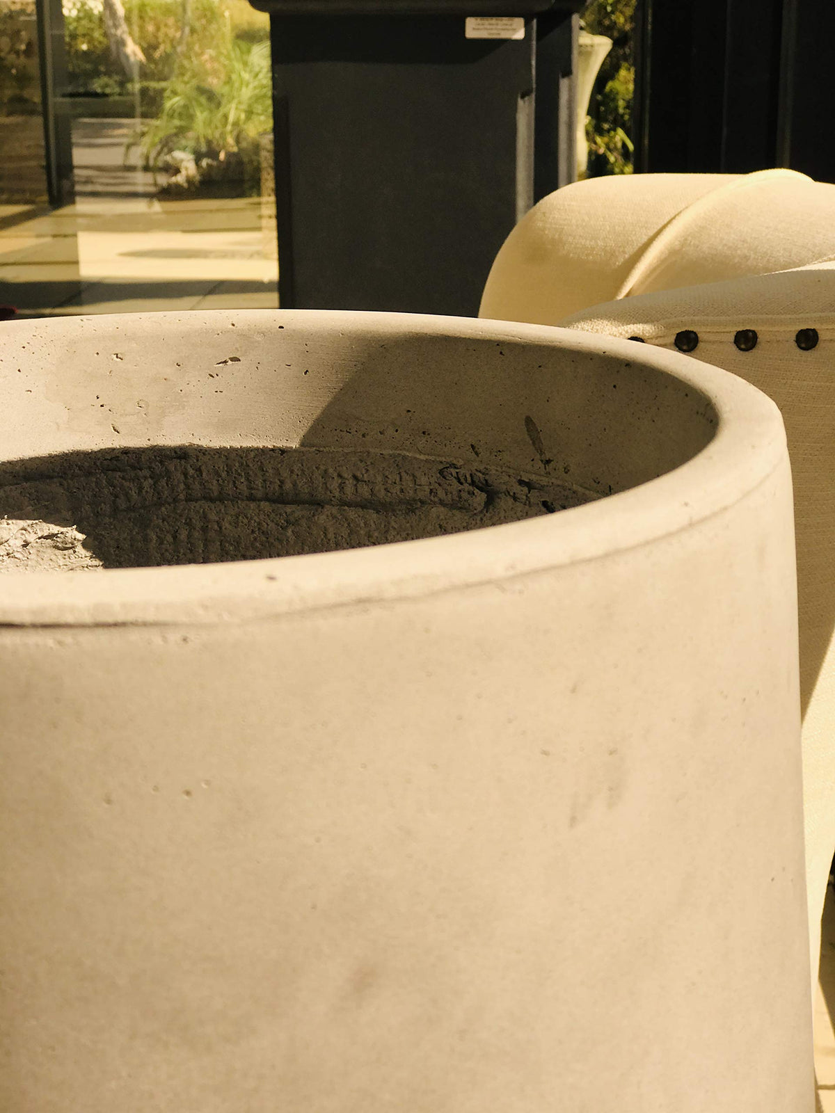 Accent Round Curved Pale Gray Concrete Planter 13" Dia