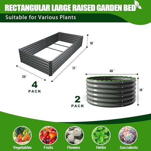 Anleolife 6 Bed 4ft Round & 6x3ft Rectangle Raised Bed Set