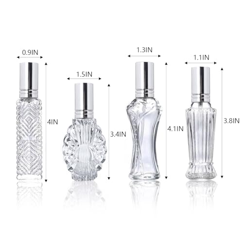 4 Pcs Vintage Glass Refillable Perfume Bottles Empty Spray Set (4 Count)