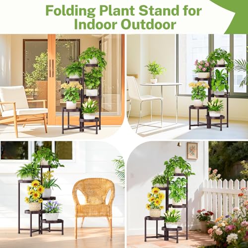 5 Tier Folding Plant Stand Indoor Outdoor (Violet Bronze / 5 Tiers)