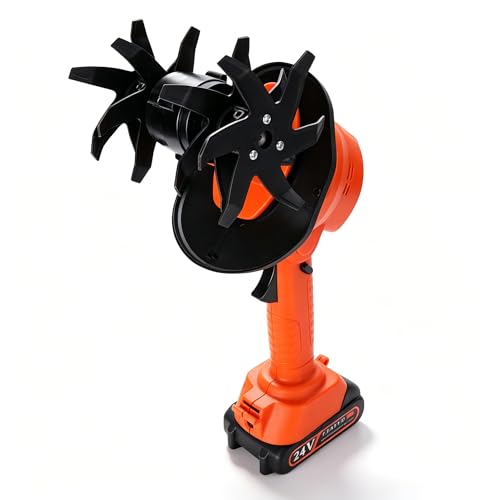 24V Cordless Electric Tiller with 2 Rechargeable Batteries