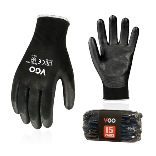15Pairs PU Coated Safety Work Gloves (15 Count)