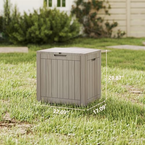 35 Gallon outdoor cushion storage deck boxes outdoor waterproof (Light Brown / 35 GAL)