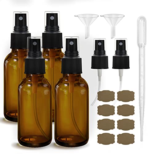 Amber Glass Spray Bottles 4 oz (4 Count)