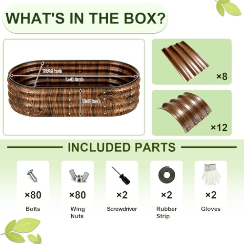 2 Pack Galvanized Raised Garden Beds Outdoor (Brown 2 Pcs / 4 x 2 x 1 ft)