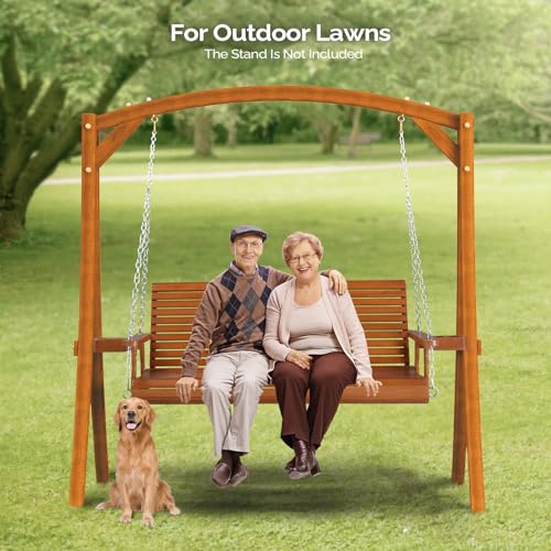 XL 5 FT Pro Wooden Porch Swing with Cup Holders (Brown / 5 FT)