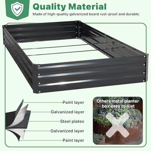 Galvanized Raised Garden Bed for Vegetables Flowers Herbs