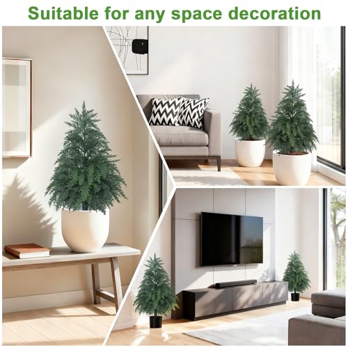 2Pack Fake Cypress Topiary Trees with Pot (2FT/24IN)