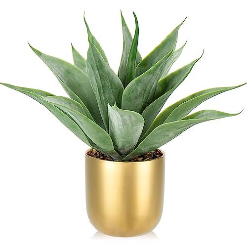 Large Faux Agave Plant 13" Artificial Aloe Vera Plants Fake Succulent Plants in Pot Realistic Agave Plant Artificial Potted Plants for Home Living Room Table Office Desk Bathroom Indoor Decor