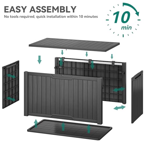 240 Gallon Extra Large Outdoor Storage Deck Box (Deck Box / 240 Gallon / Dark Gray)