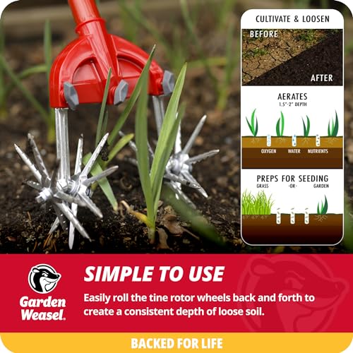Rotary Hand Cultivator Tiller for Aerating Weeding Planting