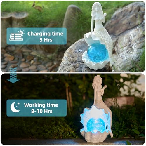 Solar Garden Mermaid Decor Outdoor Statue