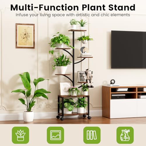 Plant Stand Indoor with Grow Lights & Wheels