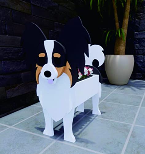 Sweet Lovely Dog Planter Animal Decor Pots Cute Dog Cartoon Shaped Flower Pot Wooden Planter for Indoor Office Outdoor Home Garden Decoration Gift