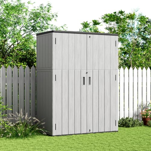Outdoor Storage Shed (57 Cu.ft Vertical Shed Grey)