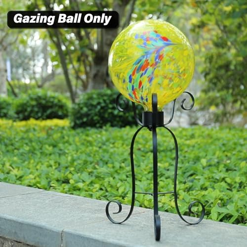 10" Gazing Ball Glass Reflective Garden Globe for Outdoor Decor (Yellow)