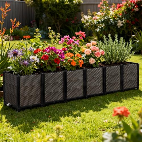 Large Raised Planter Box Outdoor Self Watering 94.4"x15.7"x19.7"