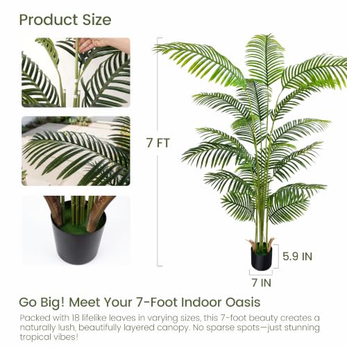 7ft 2 Pack Artificial Areca Palm Plants in Pots (2 Count)