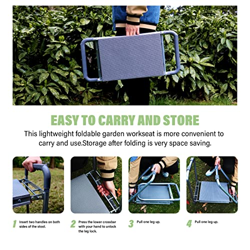 Foldable Garden Kneeler Seat with 11'' Wider Pad Kneeling and Seat