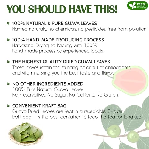 Premium 100+ Natural Guava Leaves (100 Count)