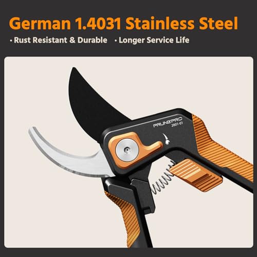 2 Pack Pruning Shears for Gardening Professional Bypass Hand Pruner Stainless Steel Sharp Blade Garden Scissors Plant Flower Garden Clipper Orange (2 Count)